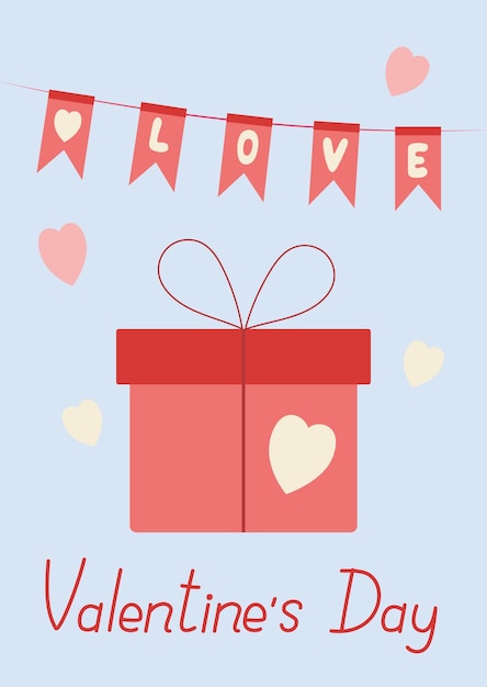 Premium Vector | Happy Valentines Day greeting card. Gift and love ...