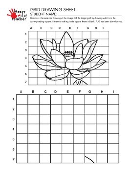 Lotus Flower Grid Drawing Worksheet for Middle/High Grades