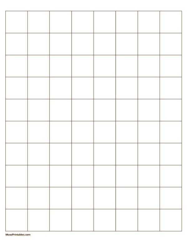 Printable 1 Inch Brown Graph Paper for Letter Paper