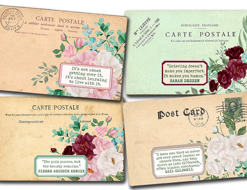 Grief Journal Printable, Postcard Vintage, S18 -2pg Digital ...