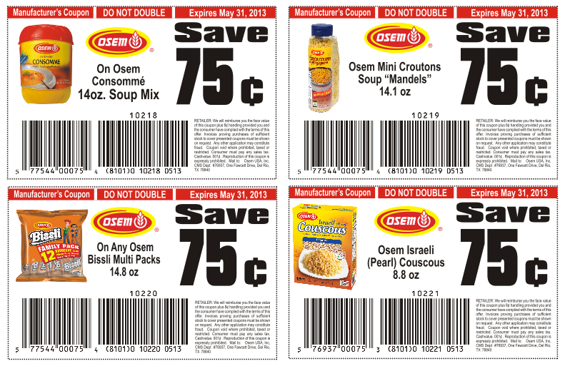 Osem Printable Passover Coupons