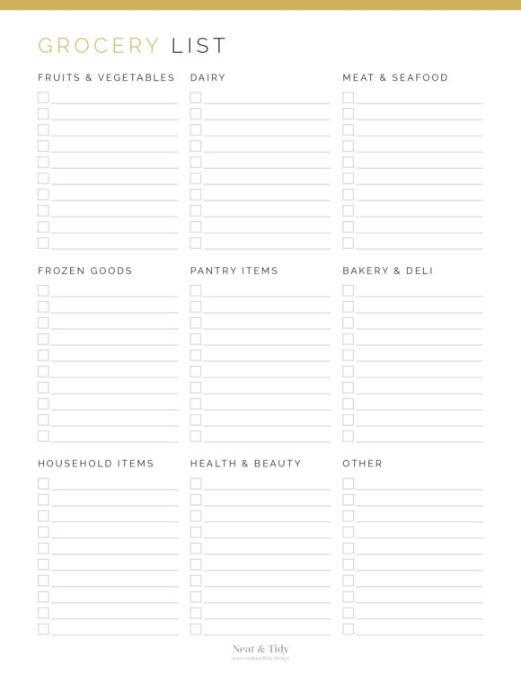 Grocery List with Categories