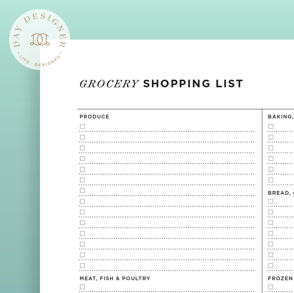 Free Grocery List | Free Download | Day Designer