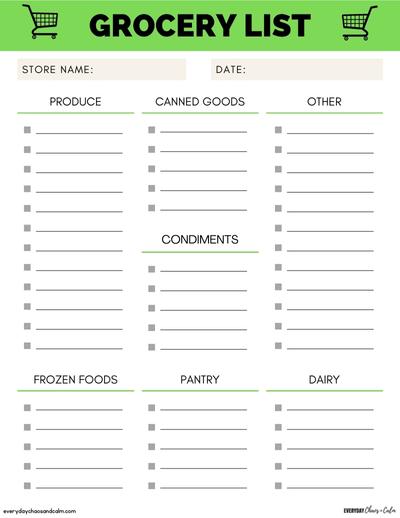 8 Free Printable Grocery Lists (PDF Download)