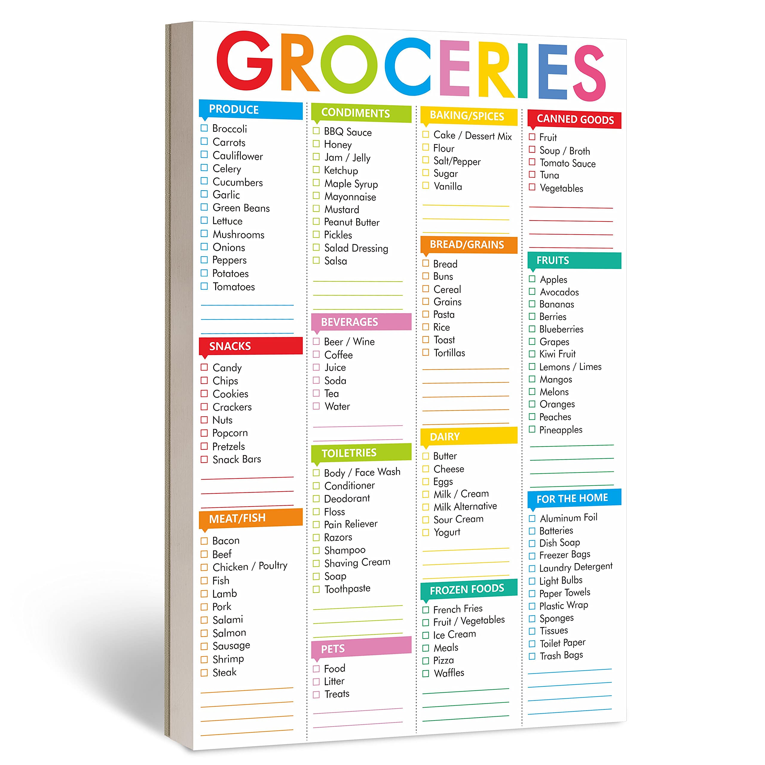printable grocery list categories