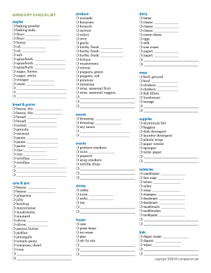 Grocery List Template Editable - Fill Online, Printable, Fillable ...