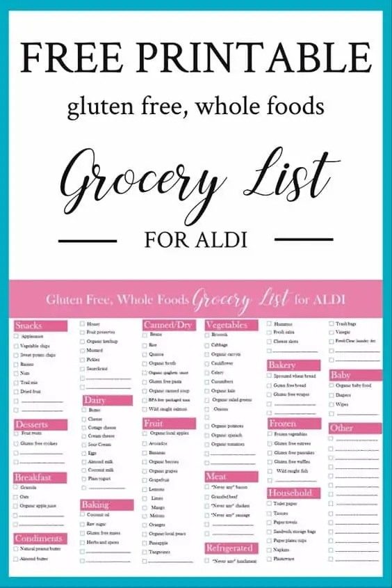 printable grocery list gluten free foods