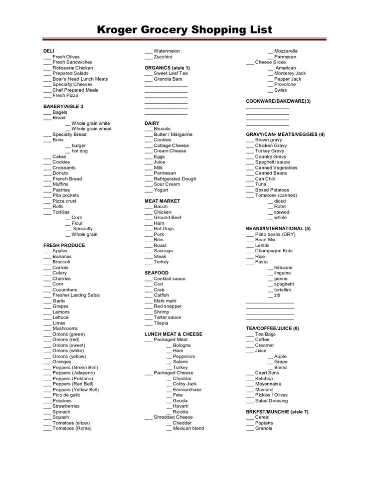 printable grocery list kroger