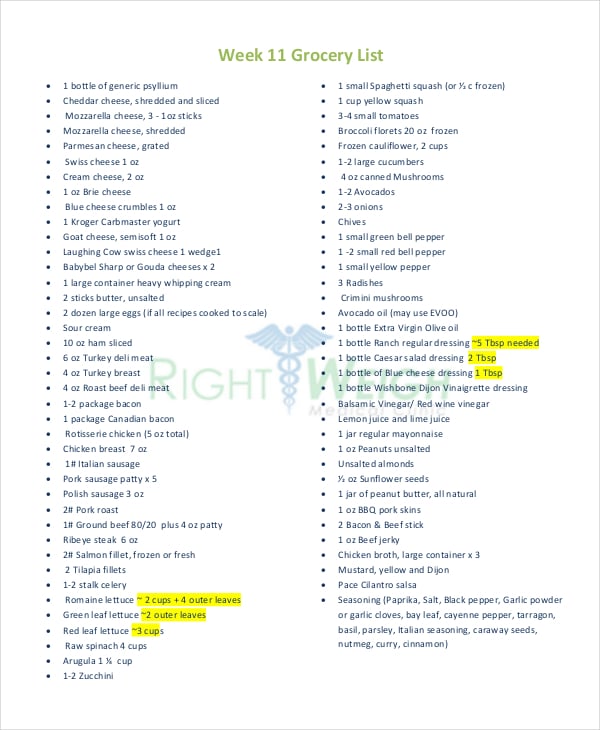 Grocery List Template - 13+ Free PDF, PSD Documents Download