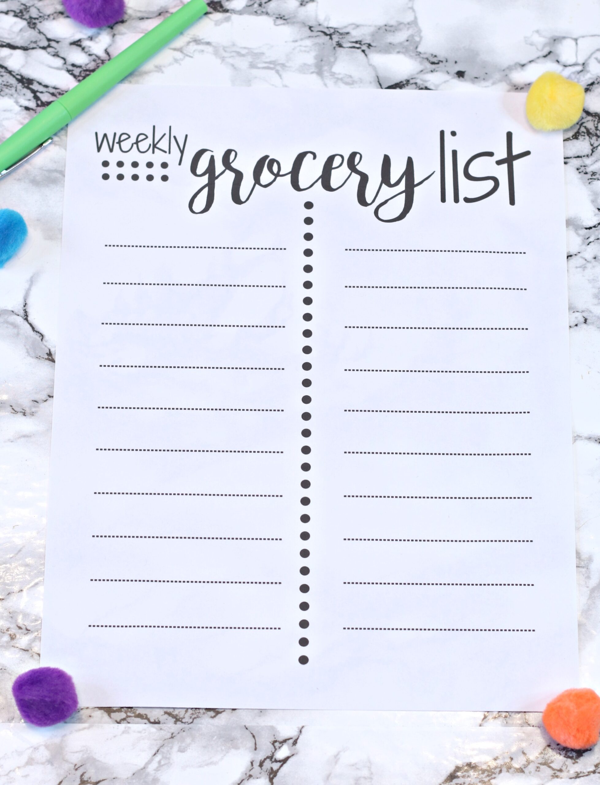 printable grocery list meal planner