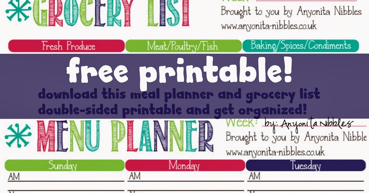 printable grocery list meal planner