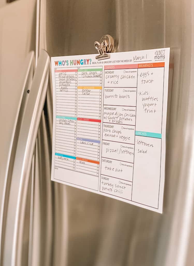 printable grocery list meal planner