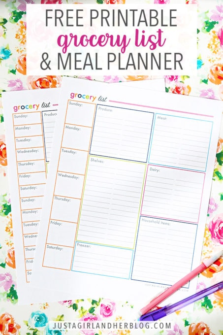 printable grocery list organizer