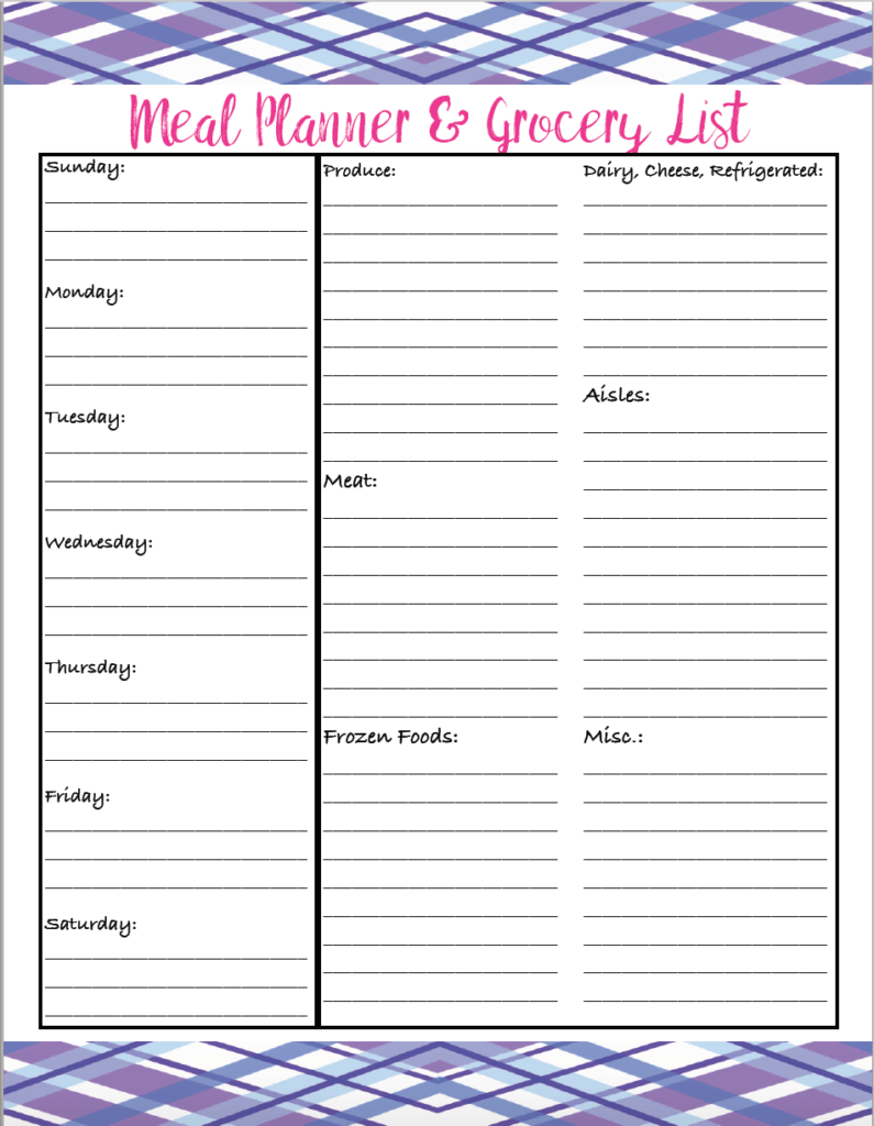 Menu &  Grocery Printables