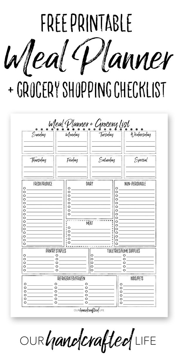 printable grocery list organizer