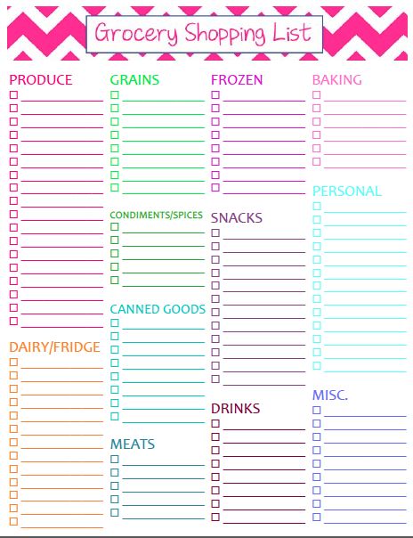 printable grocery list with pictures