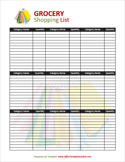 7+ FREE Shopping List Templates for MS Word &  Excel