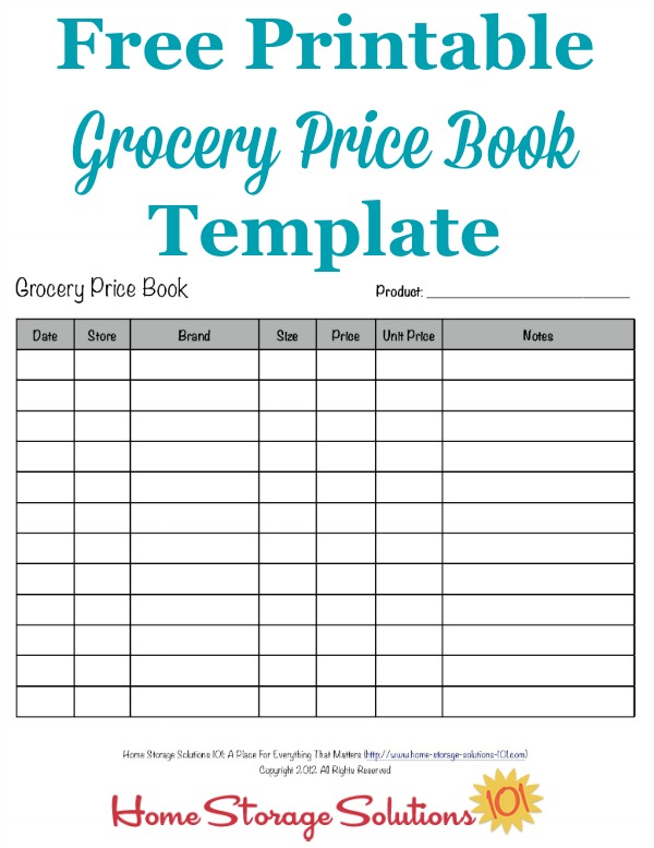 printable grocery list with prices