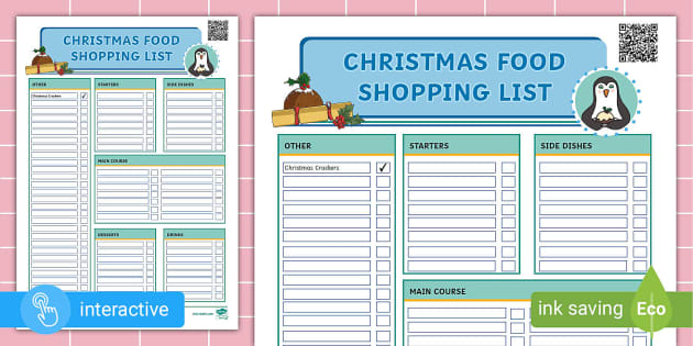 printable grocery shopping list uk
