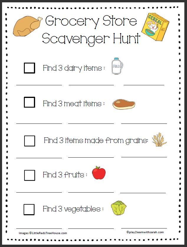 printable grocery store scavenger hunt