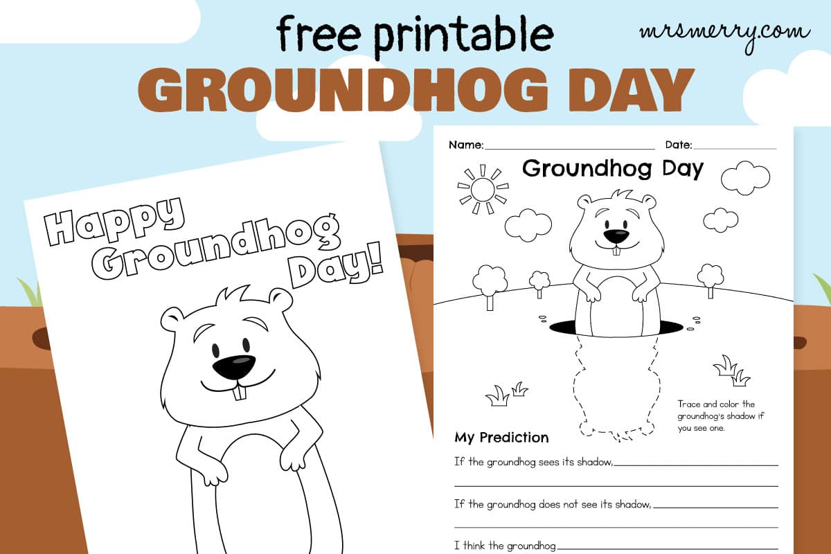 Groundhog Day Free Printable &  Coloring Page | Mrs. Merry