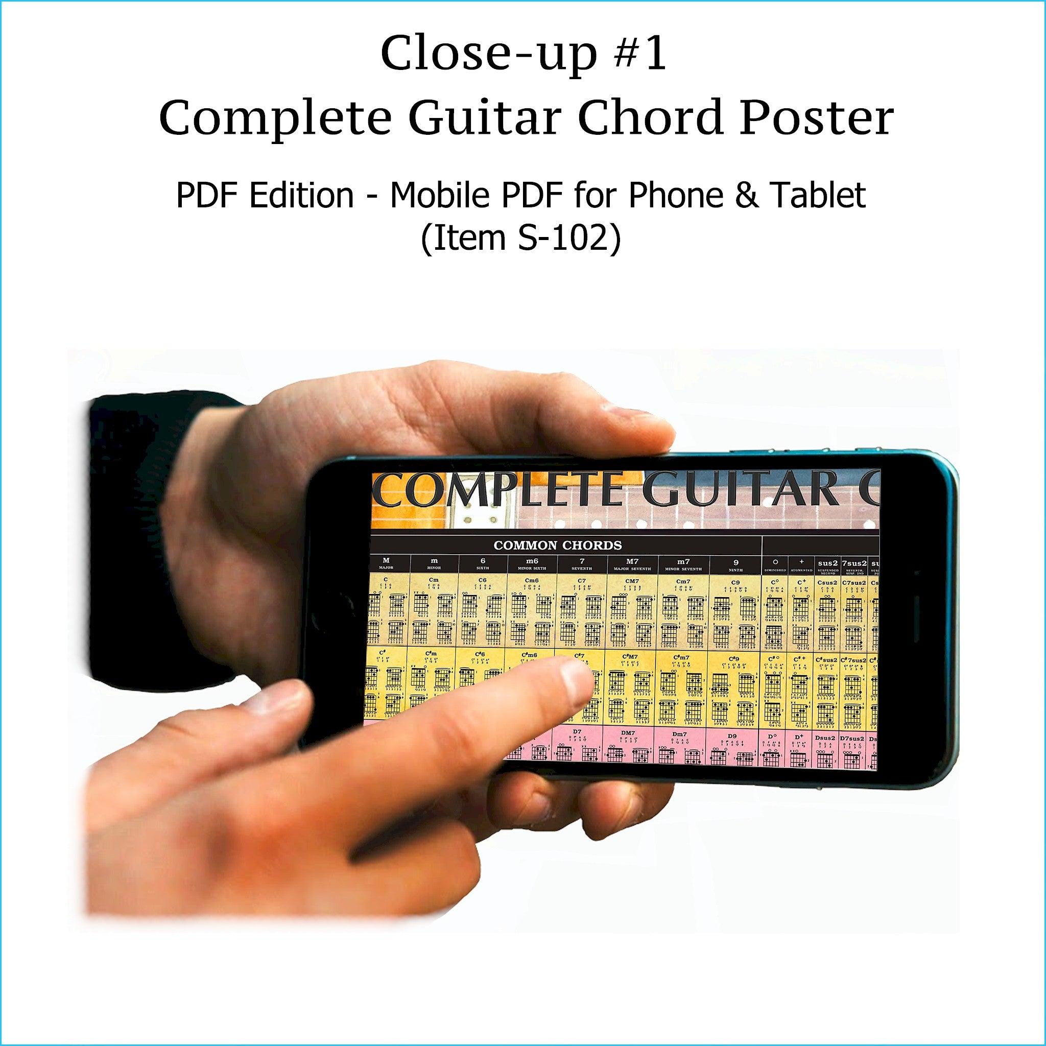 Item S-102: Complete Guitar Chord Chart on a SINGLE SCREEN. Zoom In or Out  Like a Google Map. Comes with FREE Musical Instruments Poster (S-120). ...
