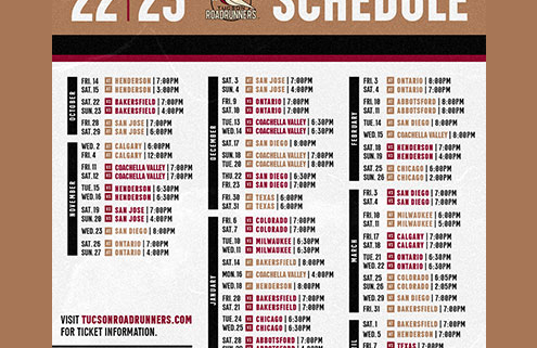 Roadrunners Announce 2022-2023 Regular Season Schedule ...