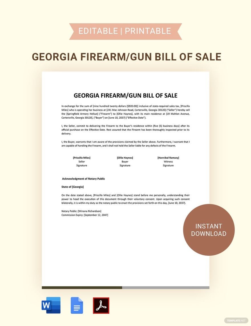 FREE Firearm Form Templates - Download in Word, Google Docs, PDF ...