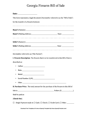 firearm bill of sale georgia Forms and Templates - Fillable ...