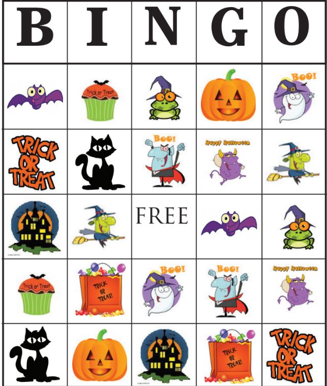 12 Sets of Free, Printable Halloween Bingo Cards
