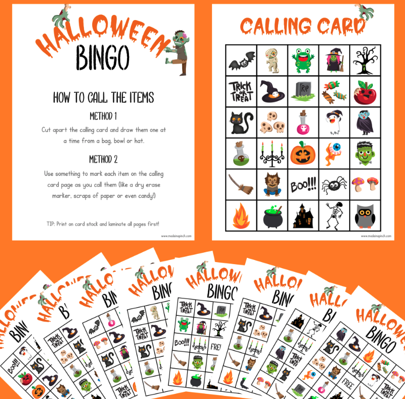 printable halloween bingo cards with numbers