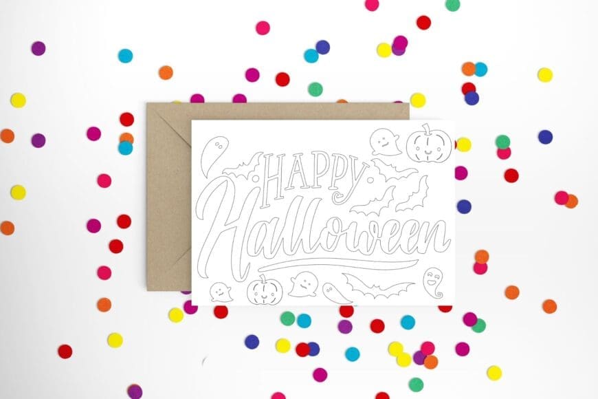 printable halloween cards to color for free