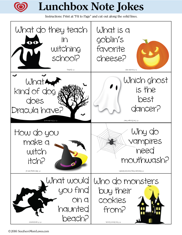printable halloween lunchbox jokes