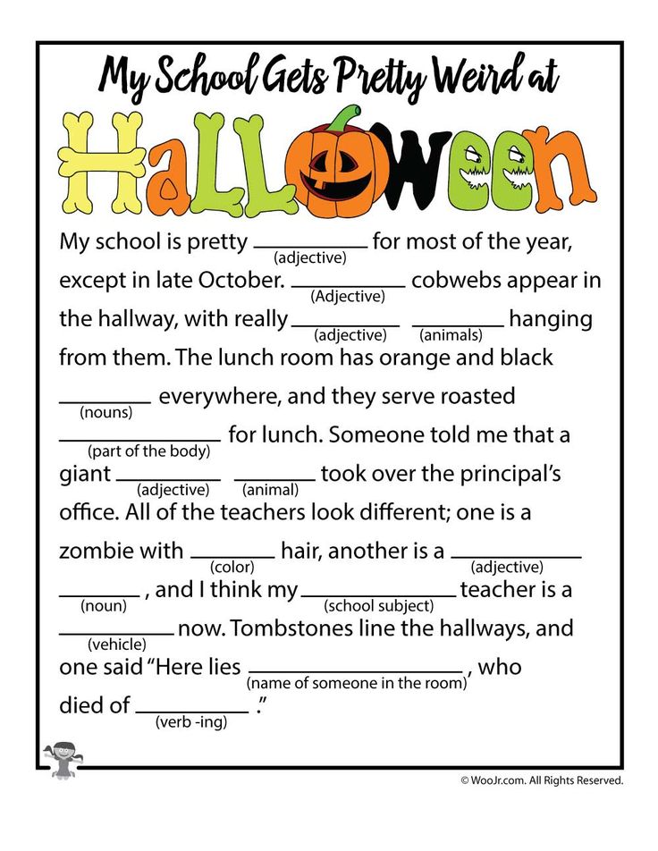 printable halloween mad libs for middle school