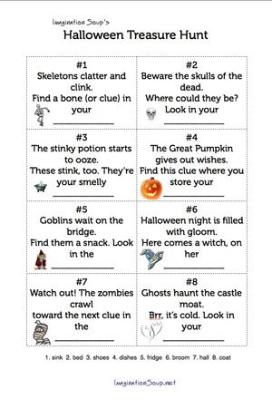 printable halloween scavenger hunt clues