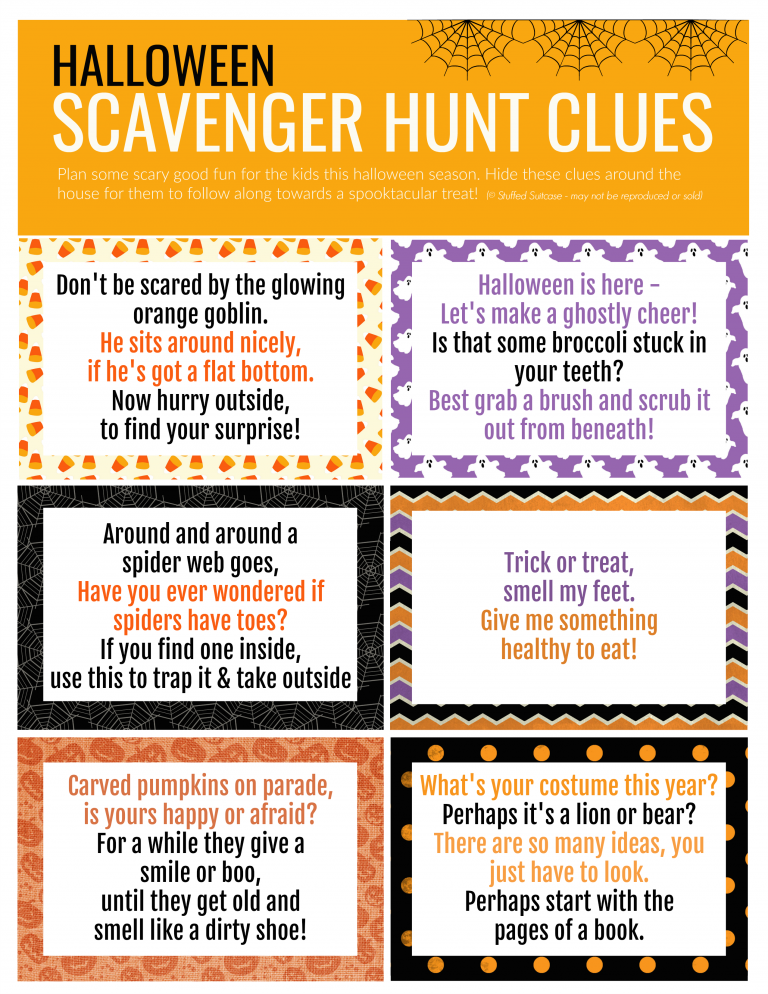 Halloween Scavenger Hunt Printable Clues for Kids Treasure Hunt