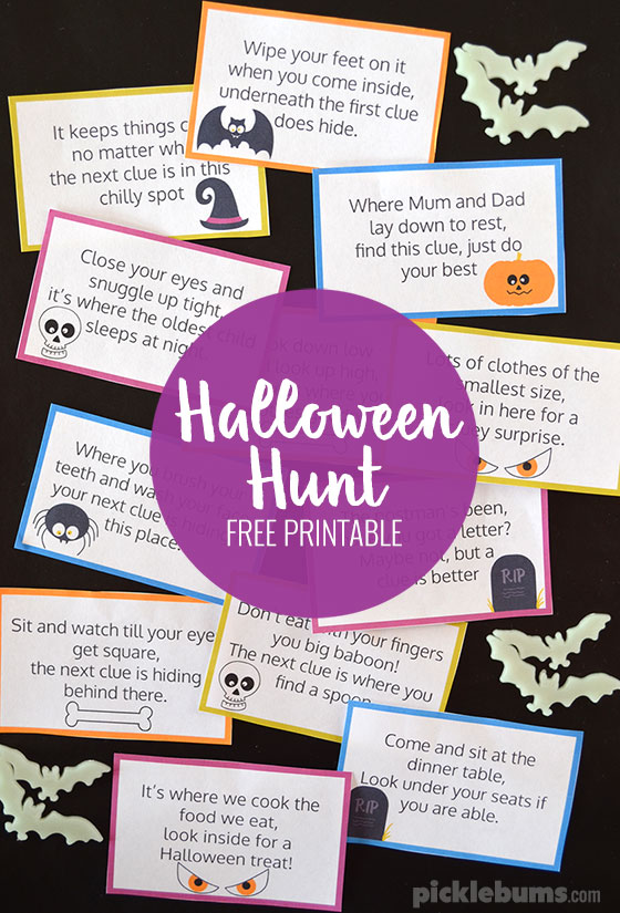 printable halloween scavenger hunt clues