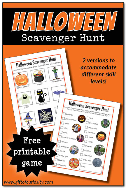 printable halloween scavenger hunt