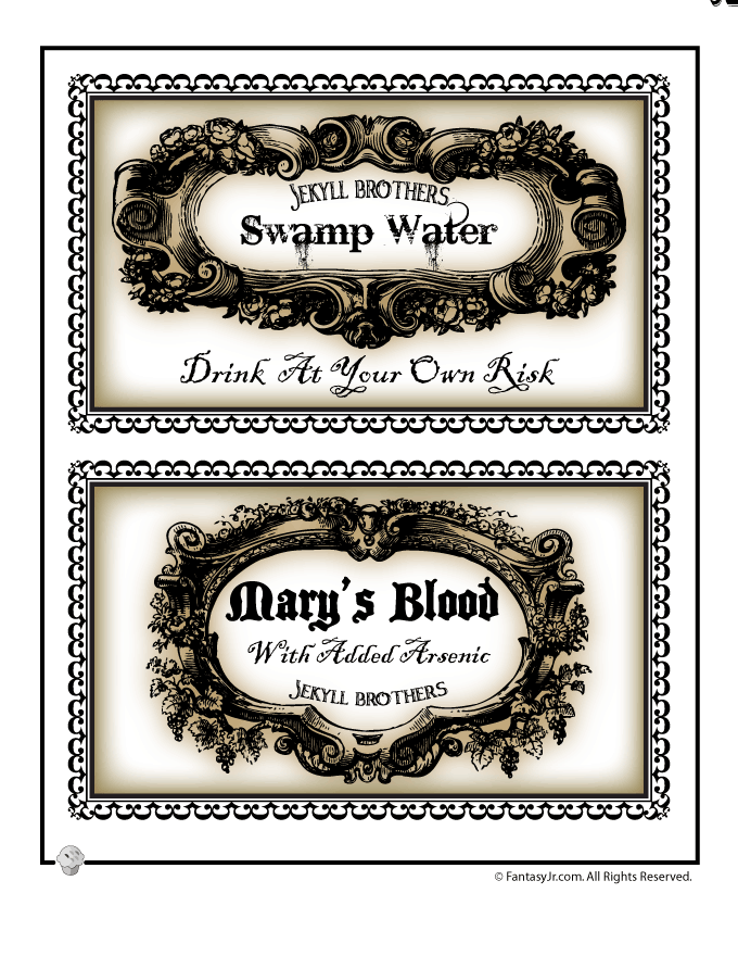 printable halloween water bottle labels free