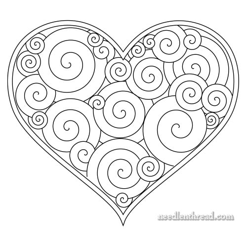 Free Hand Embroidery Pattern - a Curly Heart - NeedlenThread.com