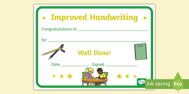 printable handwriting certificates