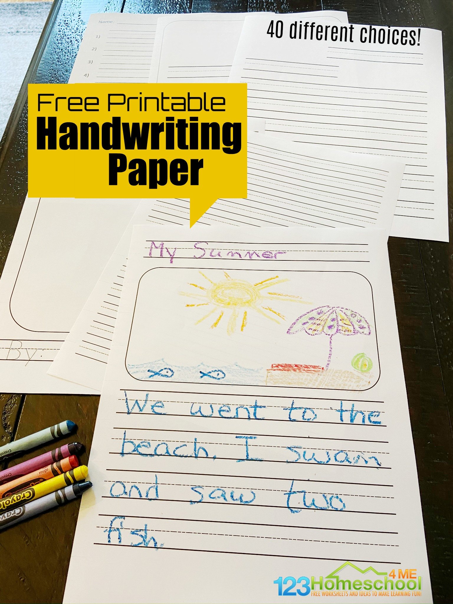 FREE Printable Handwriting Paper - Worksheets Library for Free Printable Lined Kindergarten Paper