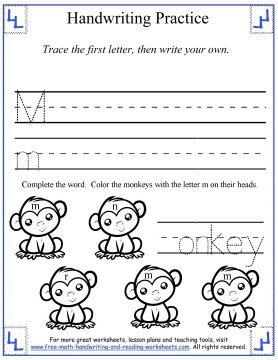 Handwriting Practice Sheets:Printing Letters Mm-Rr