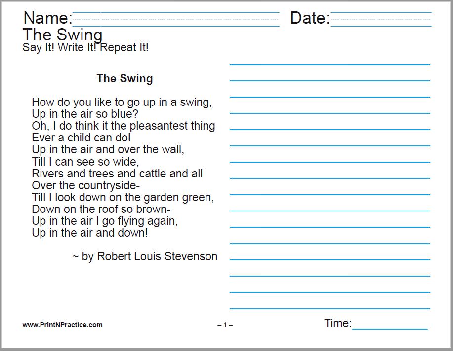 60+ Cursive Handwriting Sheets ⭐ A Childs Garden Of Verses