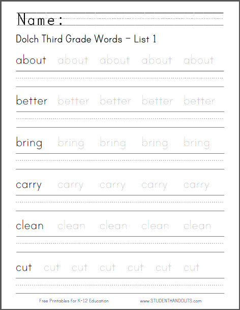 printable handwriting worksheets for 3rd grade