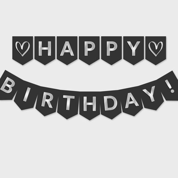 printable happy birthday banner black and white