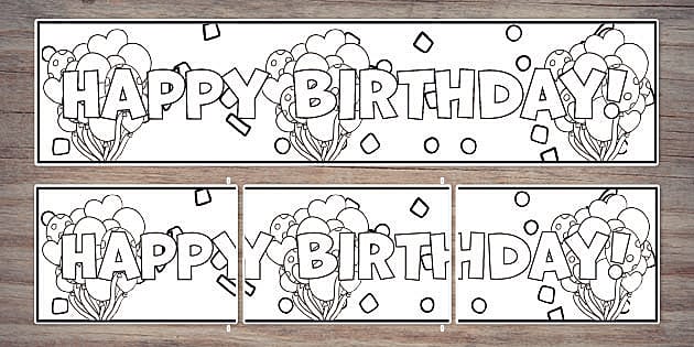 printable happy birthday banner black and white