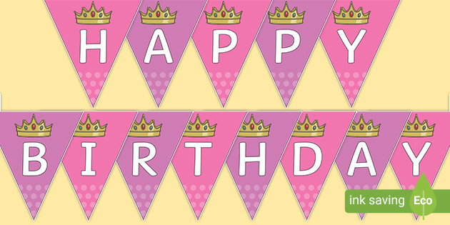 printable happy birthday banner princess