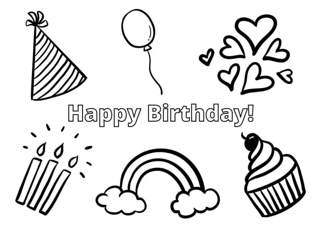 printable happy birthday cards to color