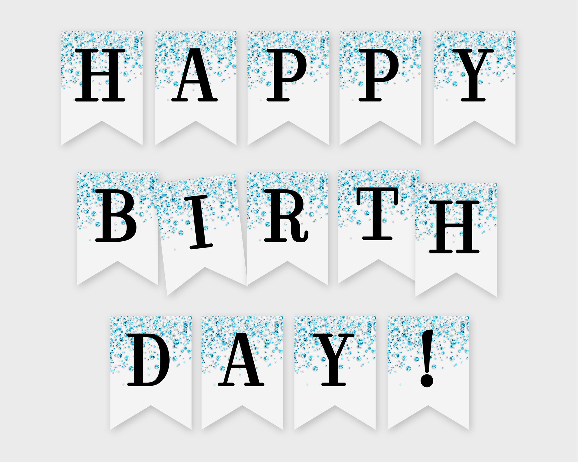 Happy Birthday Printable Banner Blue Confetti Glitters Printable ... - Worksheets Library for Free Printable Banner Letters Pdf Blue